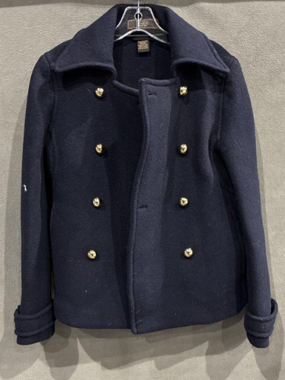 Coach New York Navy Blue Wool Double Breasted Peacoat Gold Buttons - 8